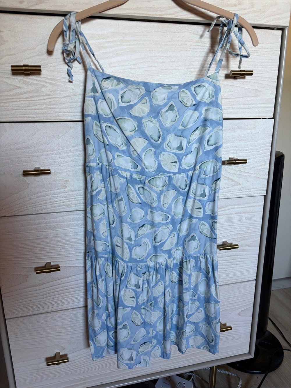Kenny Flowers Nantucket oyster-Print Tie-Shoulder Mini Dress - Picture 1 of 2